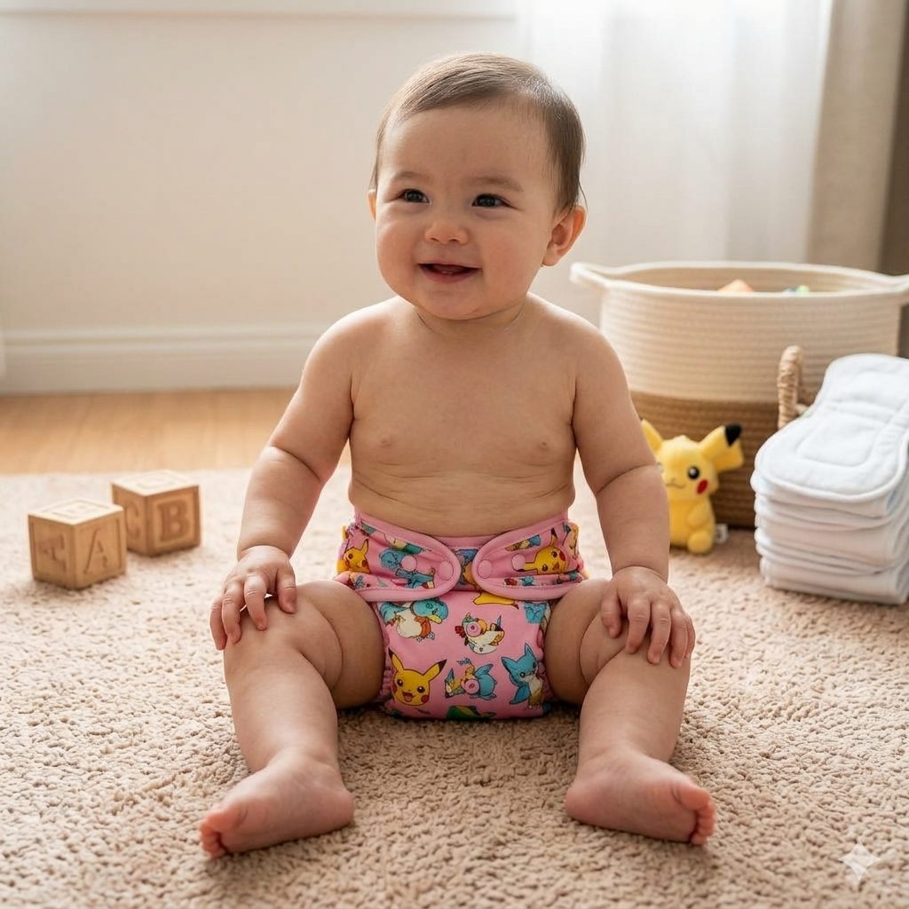 S-size Washable Reusable Baby Cloth Diaper with 1 Free Insert Pad (0-6 month)-Any 1