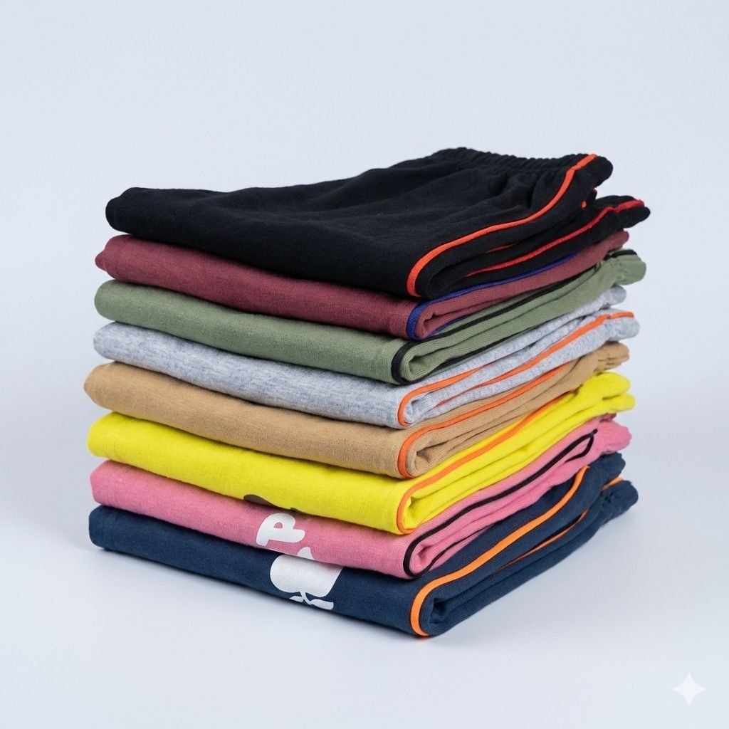 Side Piping Daily Use Unisex Pajama Track Pants For Kids - Multicolor Pack of 10 Random Colours