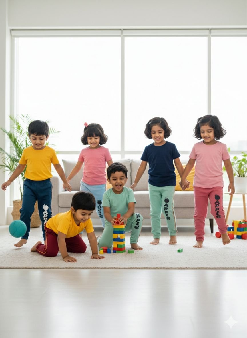 Side Piping Daily Use Unisex Pajama Track Pants For Kids - Multicolor Pack of 10 Random Colours