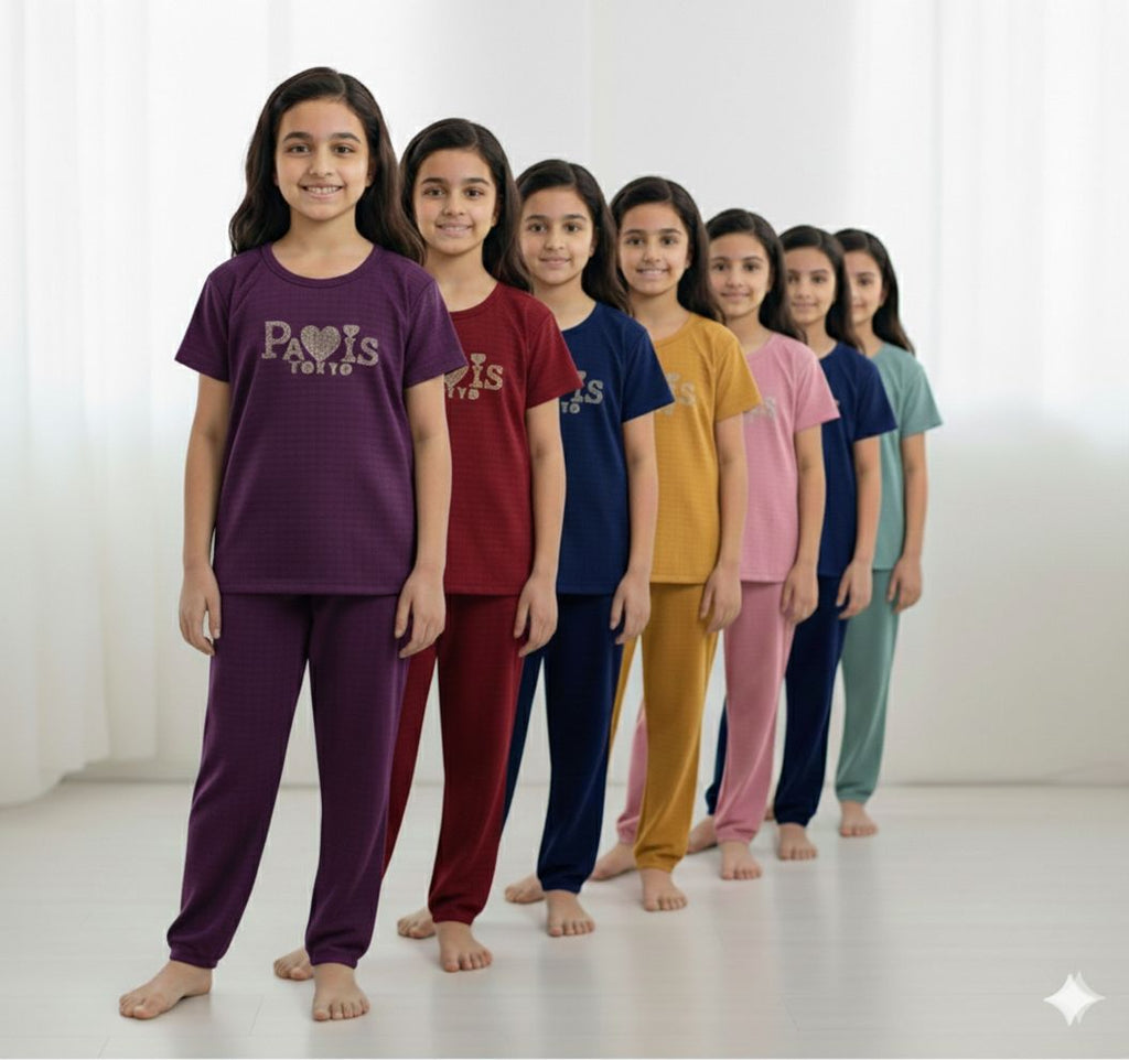 Girls 2 piece Coord set daily wear pack of any 6 set (6 Colors pack)