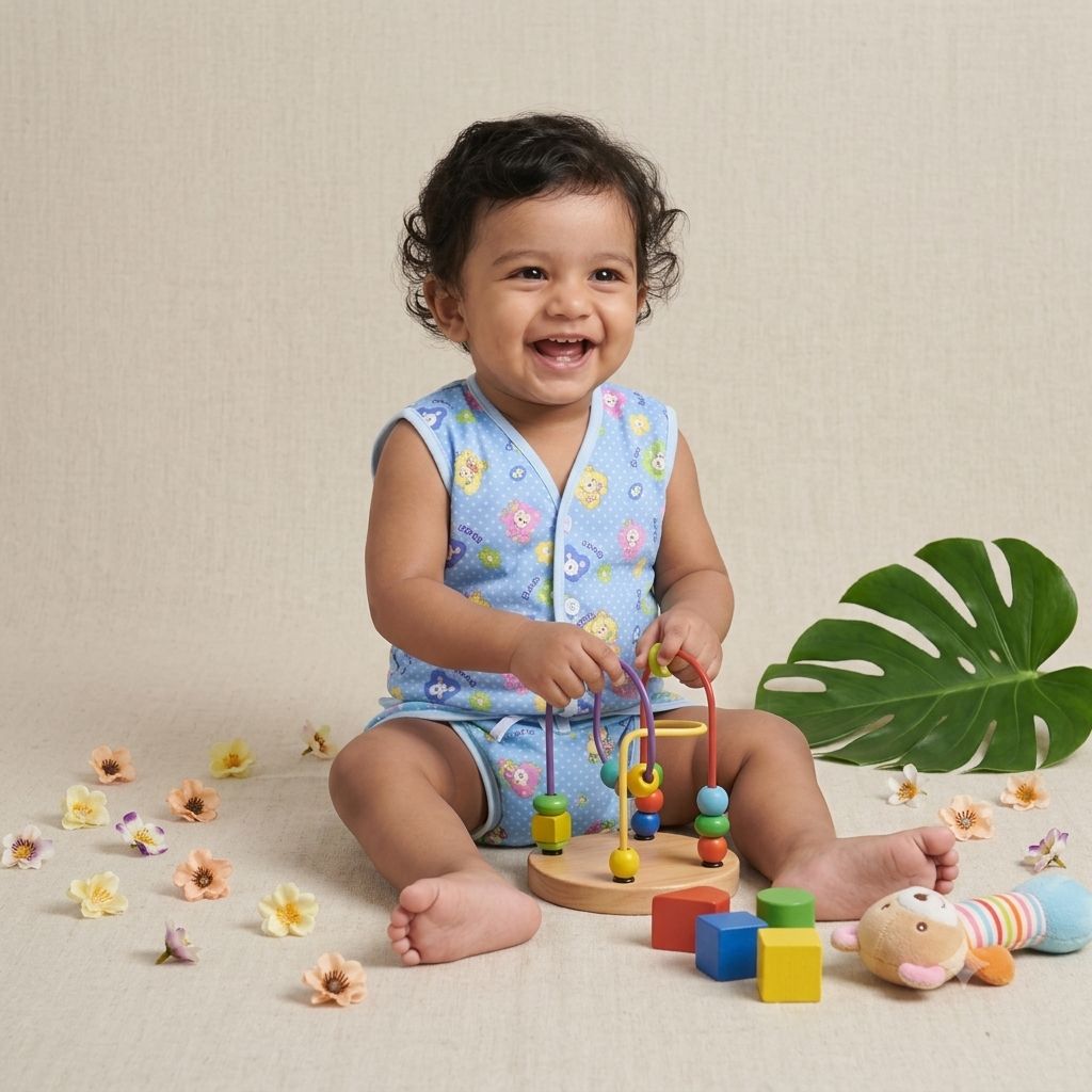 Front Button Cotton Jabla & Langodu Combo Set (Pack of 3) 0-3 Month