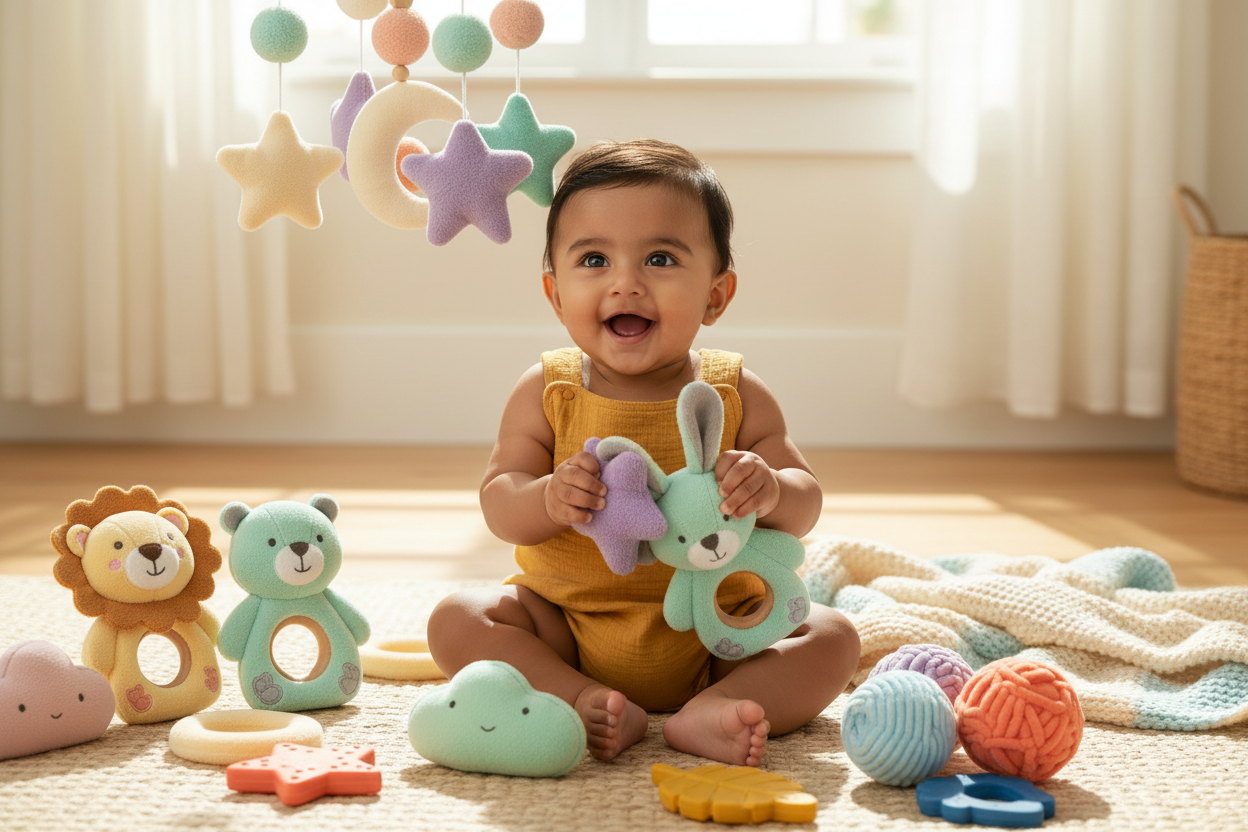 Indian Baby with Newborn Toys