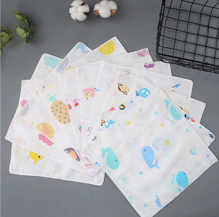 Small - 2 layer cotton Baby Wipes / Newborn Napkin Random Prints(Pack of Any 5)8*8 Inches