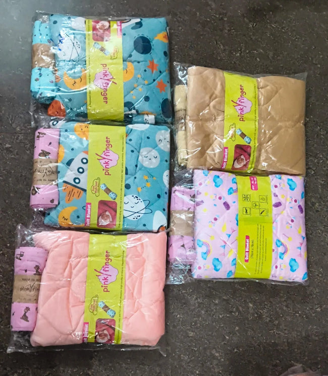 Premium Soft Quilted Baby Blanket + Muslin Wrap Towel Set (30" x 30")Inches-Any 1 Set